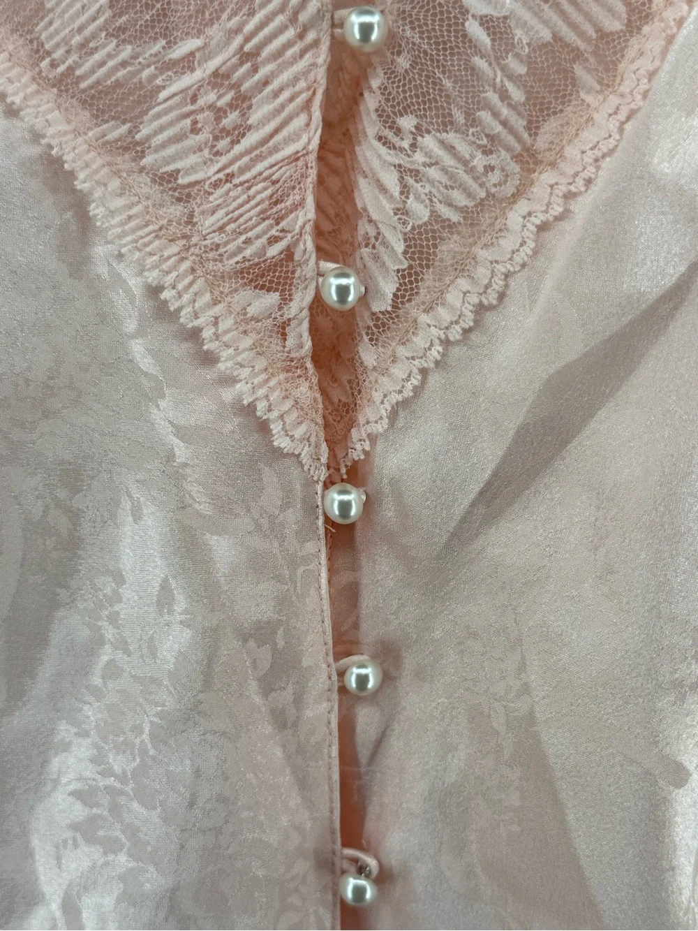 Delicate Pink Lace-Trim Satin Camisole